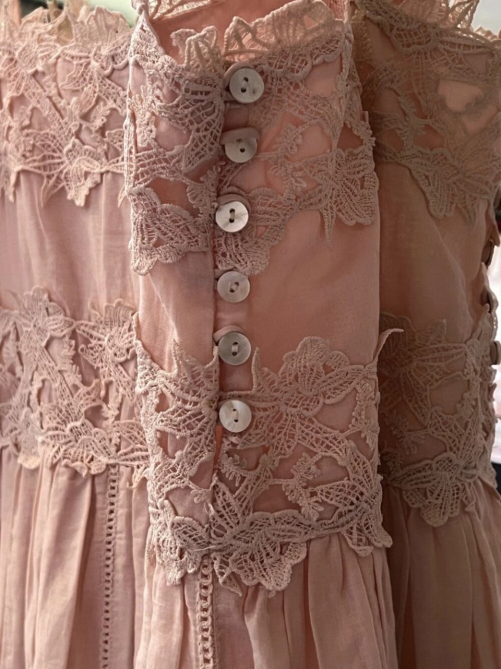 Caroline Constas Pink Floral Embroidered Cotton Guipure Lace Maxi Dress - Picture 11 of 11